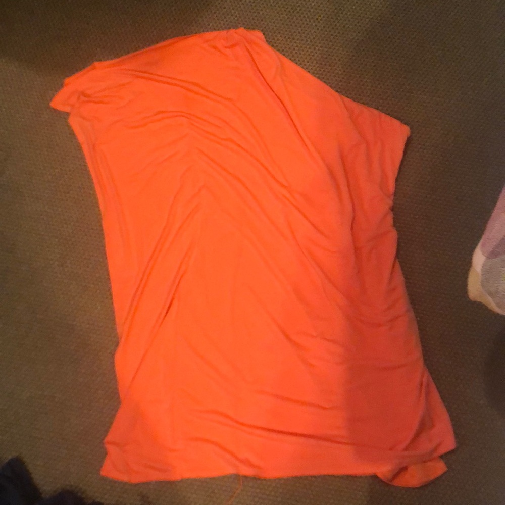 Orange over the shoulder dress